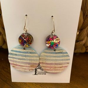 Handmade Lightweight Cork and Acrylic Earrings